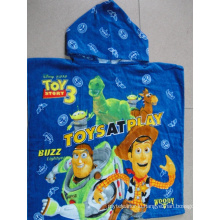 (BC-PB1014) Good Quality 100% Cotton Printed Cutely Kids Beach Poncho